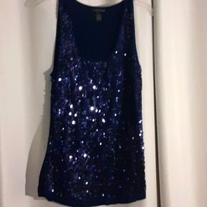 Design365 XL navy blue sequence sleeveless top sparkle and shine